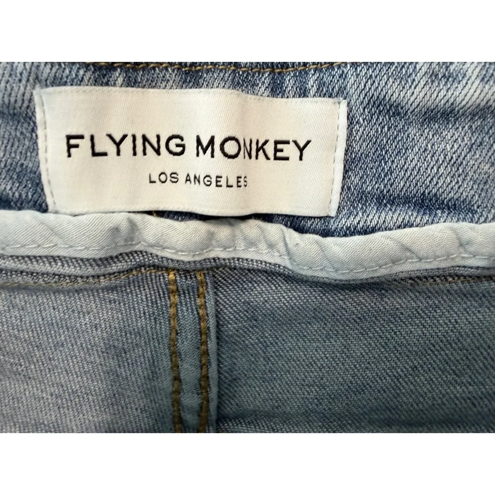 Flying Monkey High Rise Boot Cut Jeans‎ Light Wash Raw Hem Size 26 BY4452X
